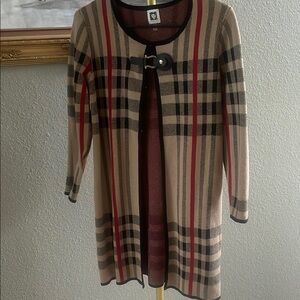 Anne Klein plaid Red and Black Cardigan size small